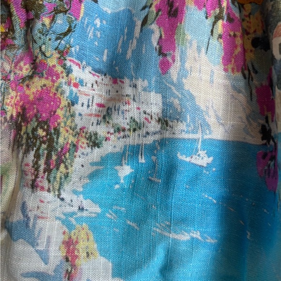 NWT Paper Heart seaside beach scene Lemoncello linen blend Maxi Dress - S - Picture 13 of 15